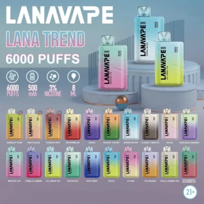 台灣現貨】LANA TREND 6000 拋棄式電子煙 經典造型 香味濃郁 原裝正品 18ml大容量