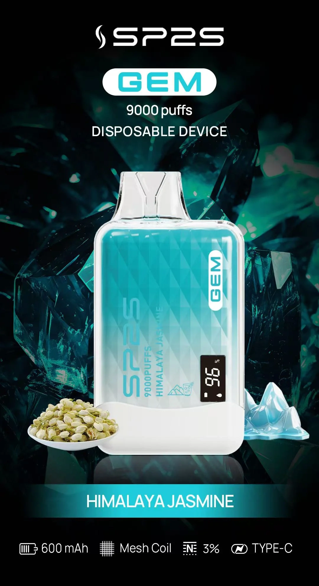 SP2S GEM 9000 Puffs拋棄式電子煙 一次性可充電電子煙 台灣現貨 5 SP2S GEM 9000 Puffs拋棄式電子煙 一次性可充電電子煙 台灣現貨:圖片 5