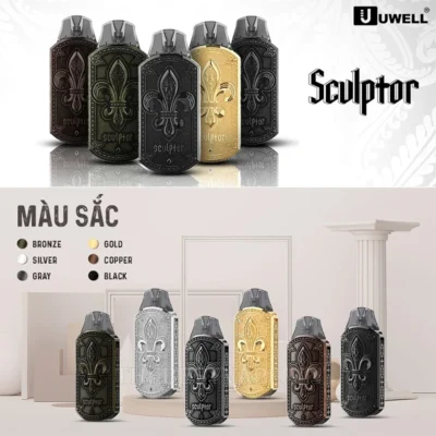 UWELL Sculptor 雕塑家小煙主機|金屬浮雕註油設計・台灣現貨・711 付款到付