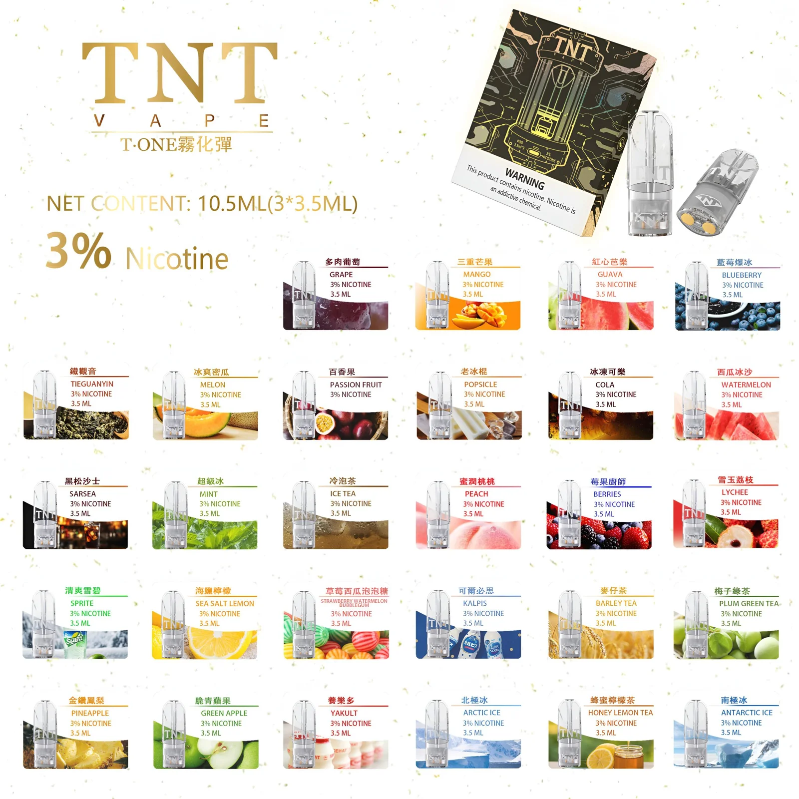 TNT 3.5ml 電子煙彈|大容量・多口味可選・兼容 RELX 悅刻一代小煙設備 1 TNT 3.5ml 電子煙彈|大容量・多口味可選・兼容 RELX 悅刻一代小煙設備
