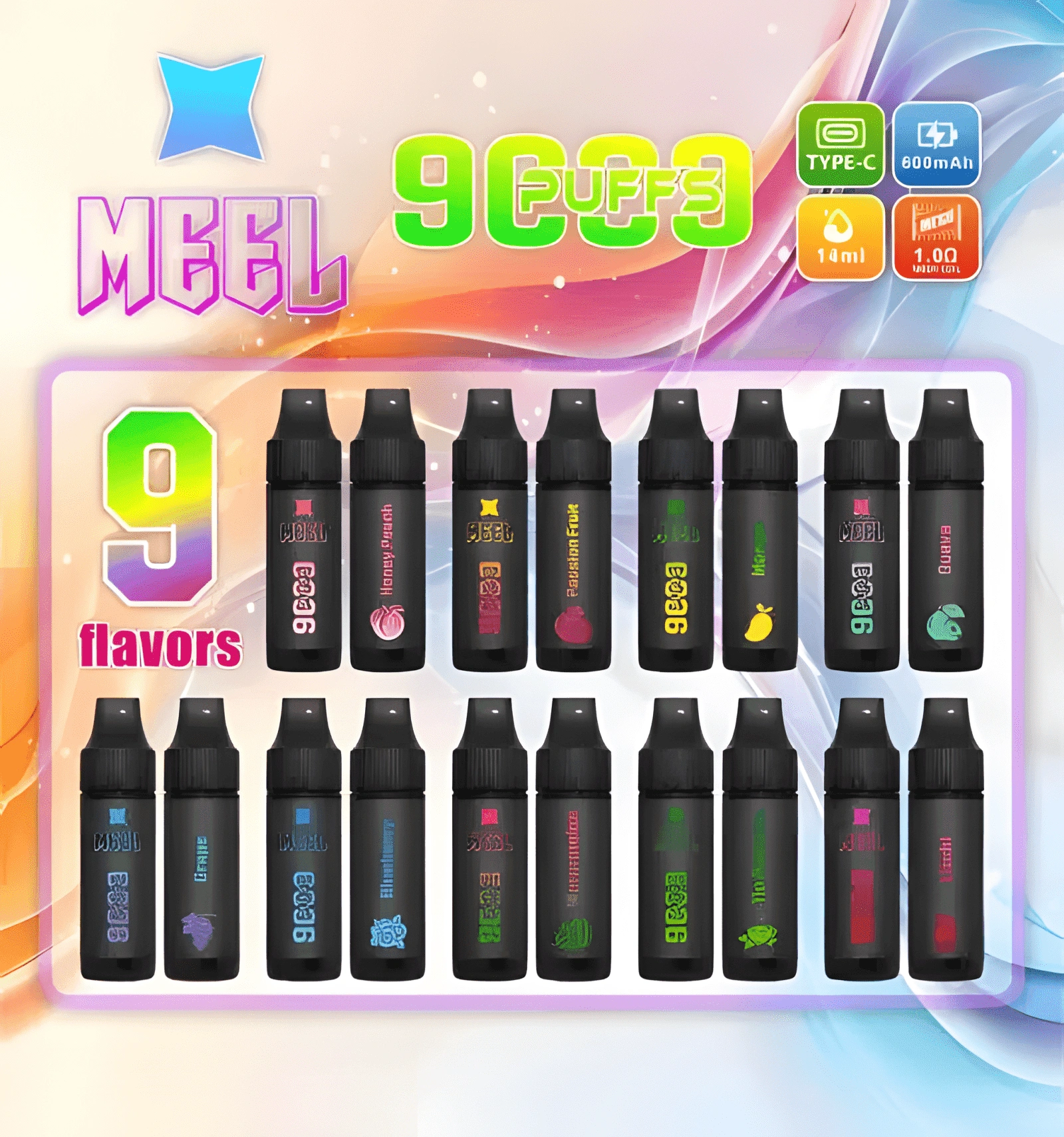 MEEL 9000 Puffs 拋棄式電子煙|原裝正品・超長續航・9種口味・台灣現貨 1 MEEL 9000 Puffs 拋棄式電子煙|原裝正品・超長續航・9種口味・台灣現貨
