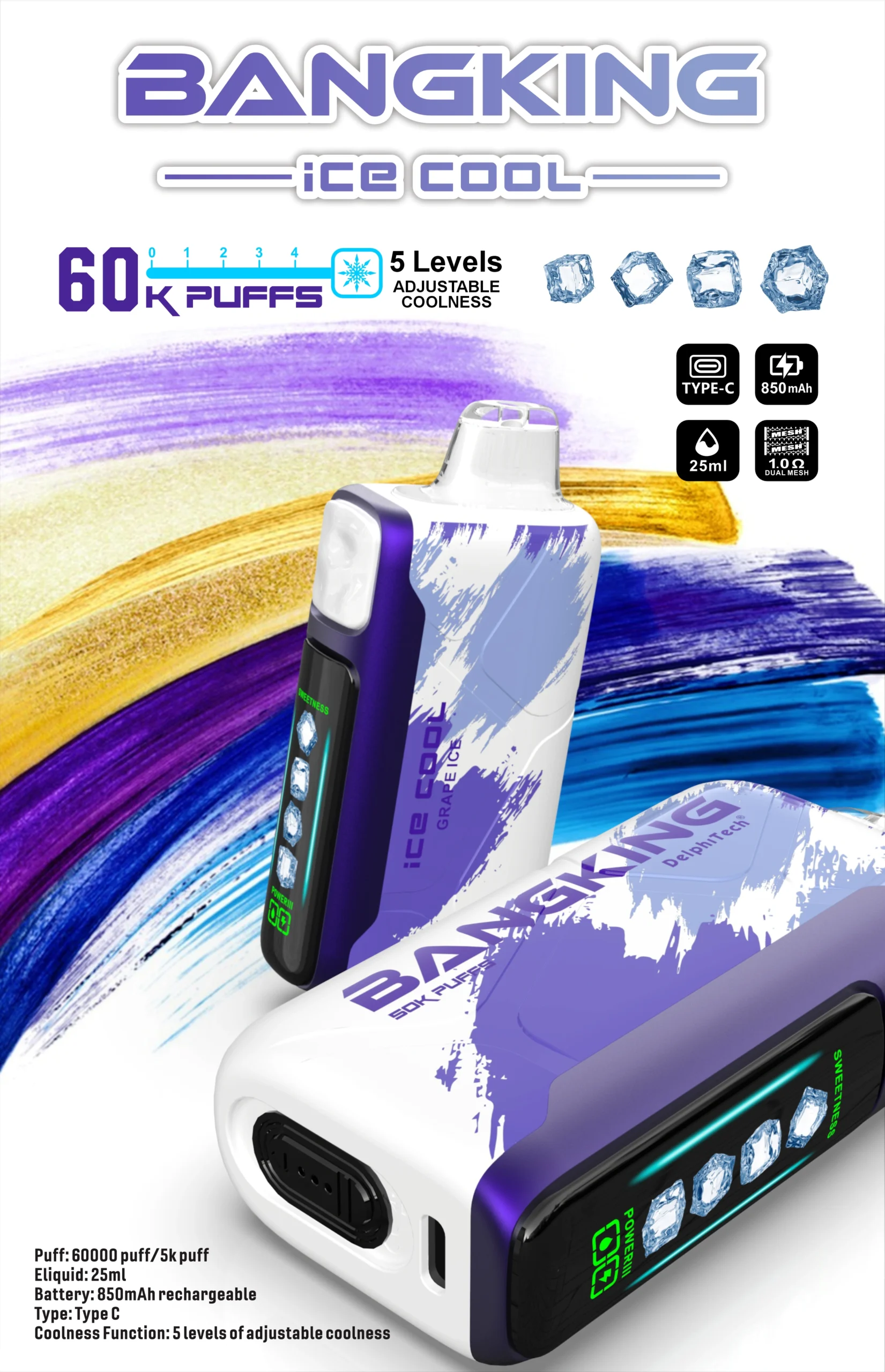 BangKing Ice Cool 6萬口拋棄式電子煙推薦|25ml煙油・五段冰感調節・60K長續航 8 BangKing Ice Cool 6萬口拋棄式電子煙推薦|25ml煙油・五段冰感調節・60K長續航:圖片 8