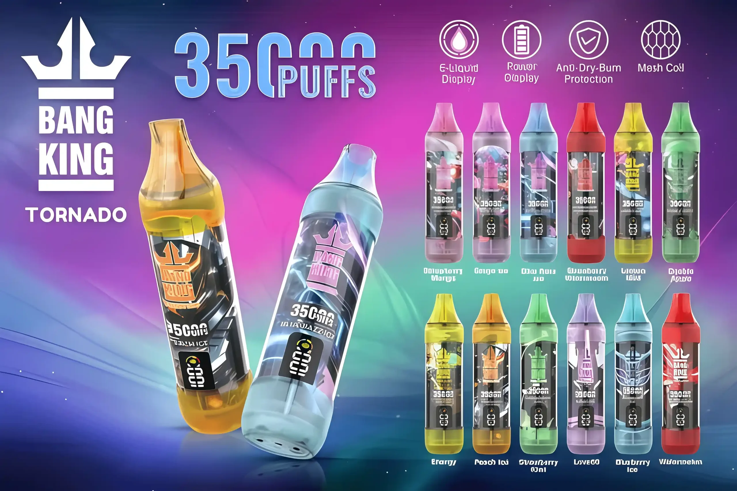 Bang King Tornado 35000 拋棄式電子煙推薦|雙顯螢幕・Mesh網芯霧化・超長續航旗艦機 1 Bang King Tornado 35000 拋棄式電子煙推薦|雙顯螢幕・Mesh網芯霧化・超長續航旗艦機
